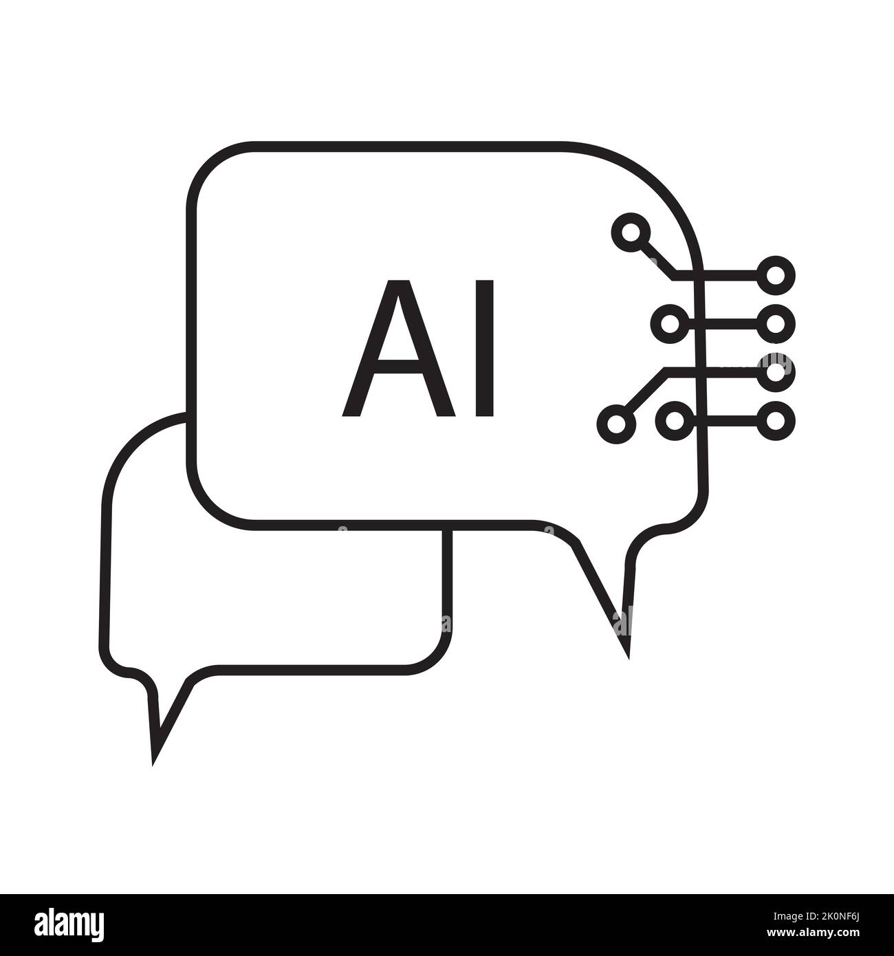 Chat Messenger robot alimentato da intelligenza artificiale semplice linea disegno icona. Semplice disegno di icone di linea per computer e ai concetto di tecnologia desi Illustrazione Vettoriale