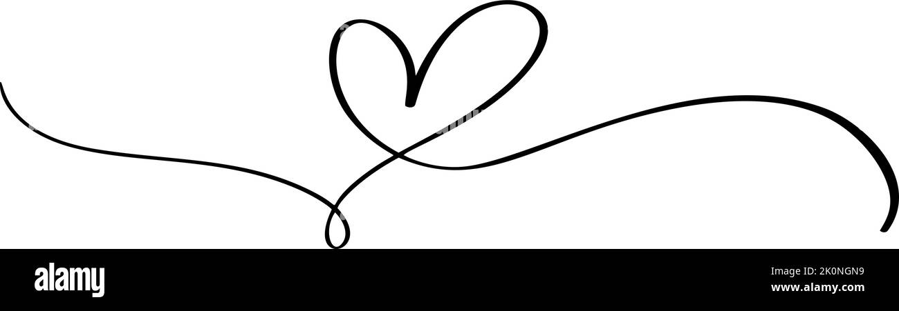 Flourish vintage Vector divider San Valentino cuore calligrafico disegnato a mano. Illustrazione di amore di Calligraphy. Holiday Design elemento di San Valentino. Icona Illustrazione Vettoriale