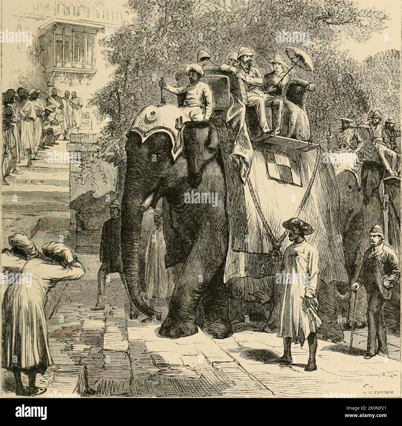 La festa Grant visita Palazzo d'Ambra in Rajasthan, India. Foto Stock