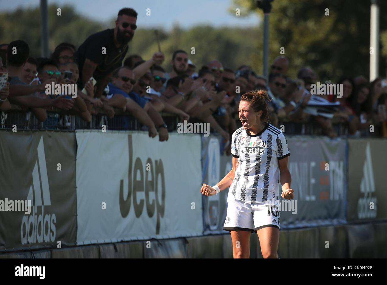 Juventus Training Center, Torino, 11 settembre 2022, Cristiana Girelli (Juventus Women) festeggia il traguardo durante Juventus FC vs Inter - FC Foto Stock