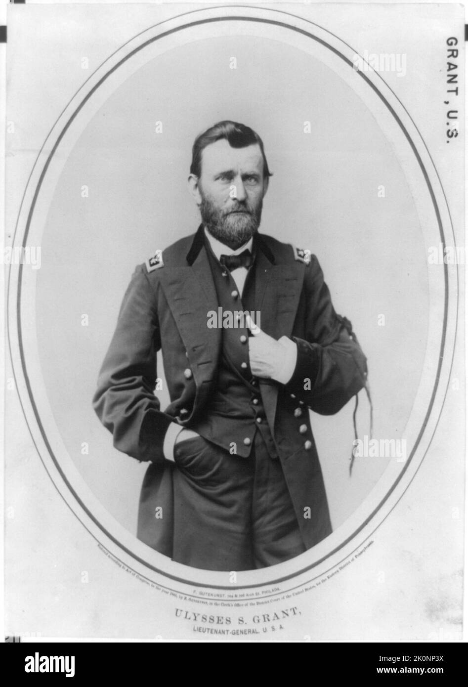 Un ritratto del presidente Ulysses Grant nella sua divisa di un tenente generale durante la guerra civile Foto Stock