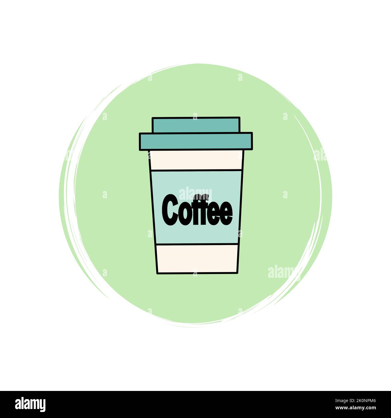 Immagine vettoriale del logo della tazza da caffè sul cerchio con motivo a pennello per mettere in risalto la storia dei social media Illustrazione Vettoriale