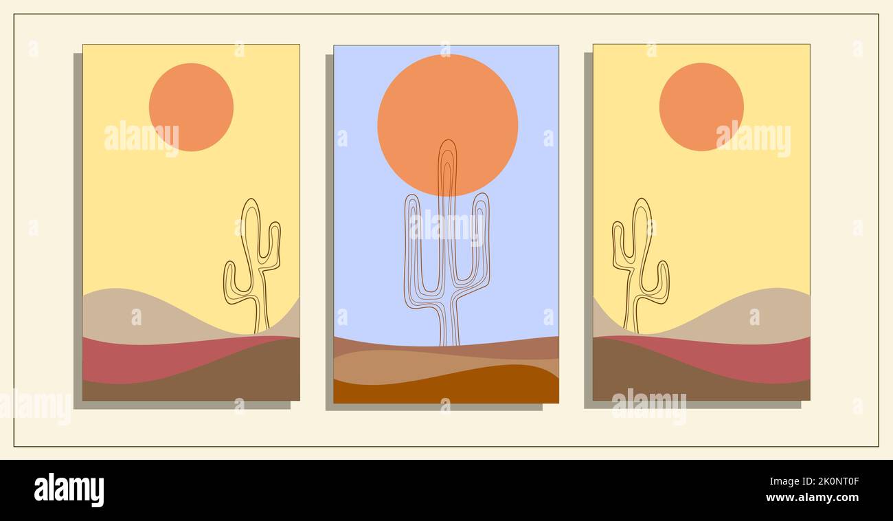 Astratto cactus deserto natura vettore arte illustrazione Foto Stock