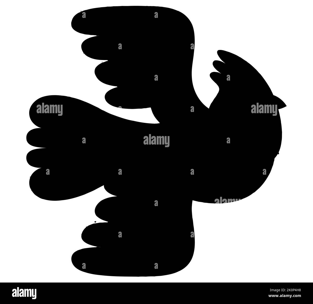 Silhouette di uccello in nero, volando, pace per t-shirt, stampe, poster. Illustrazione Vettoriale