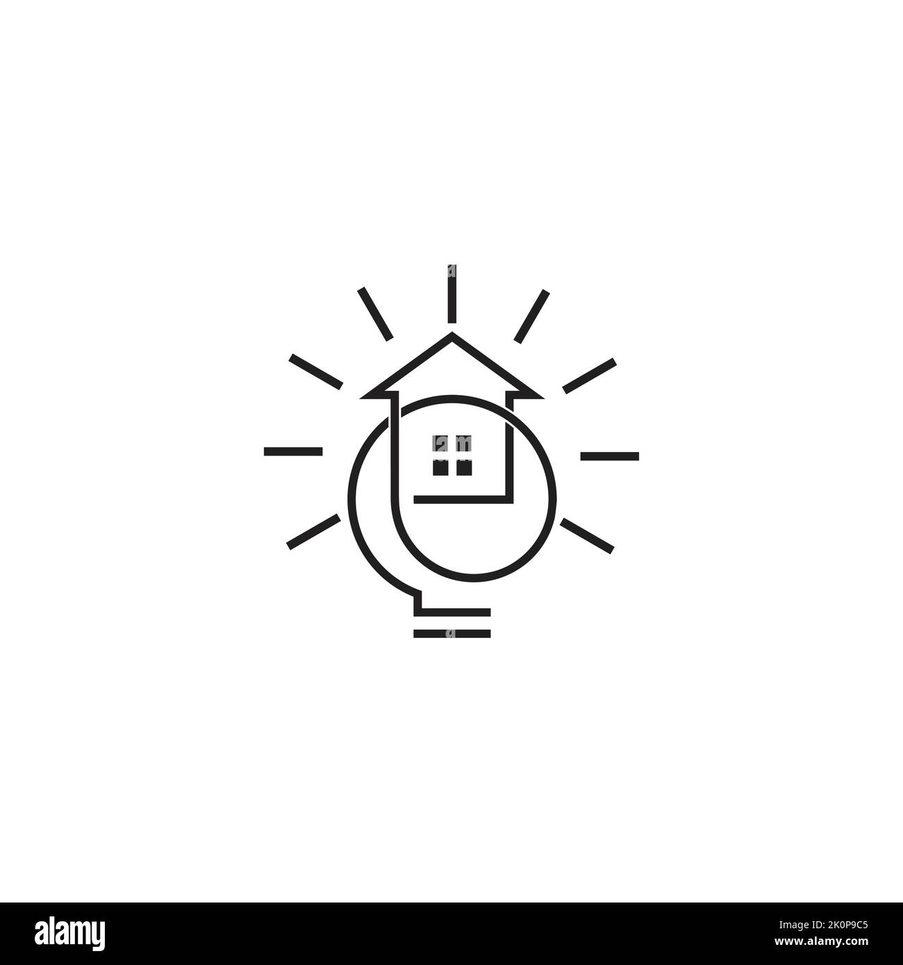 lampadina elettrica brillare casa energia logo vettore Illustrazione Vettoriale