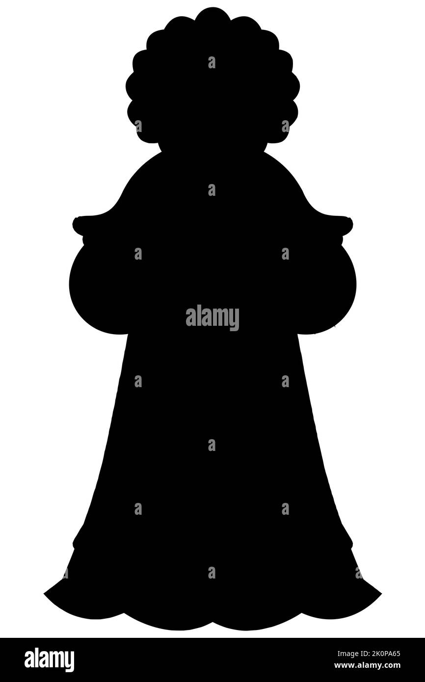 Silhouette nera di una ragazza o di una femmina con capelli ricci Illustrazione Vettoriale