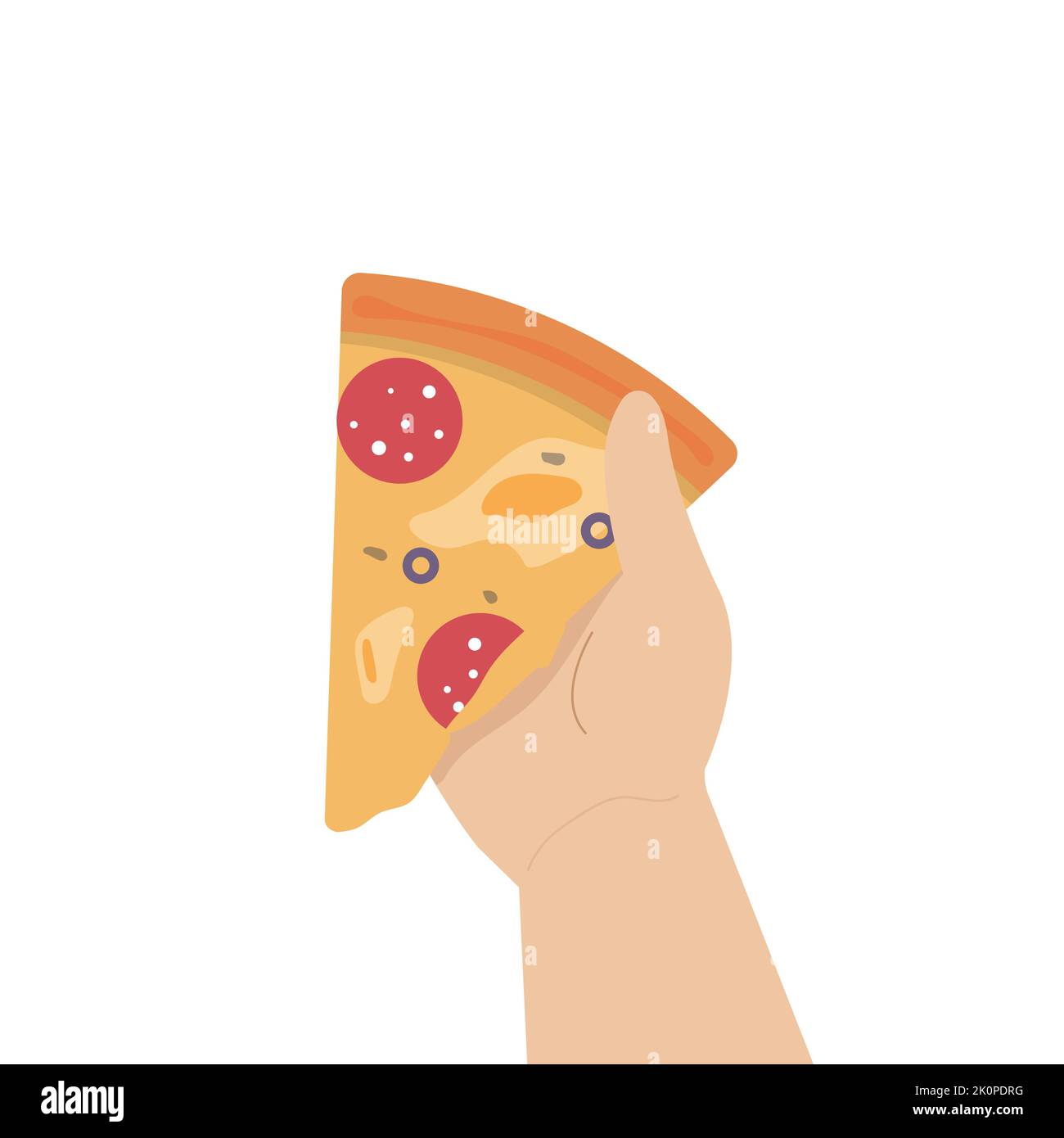 Fetta di pizza in mano Illustrazione Vettoriale