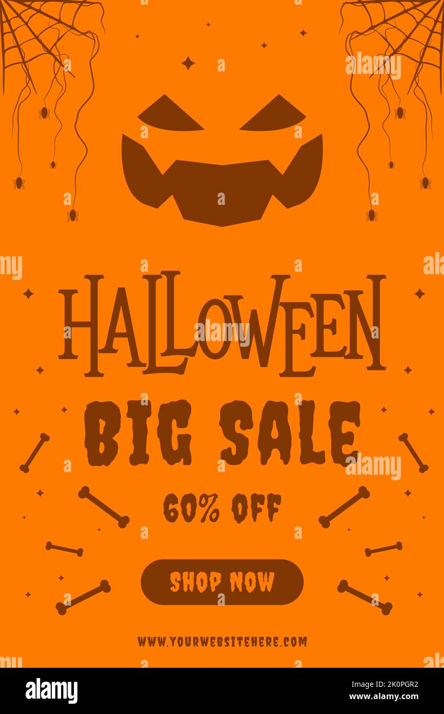 disegno piatto Halloween vendita banner illustrazione Illustrazione Vettoriale