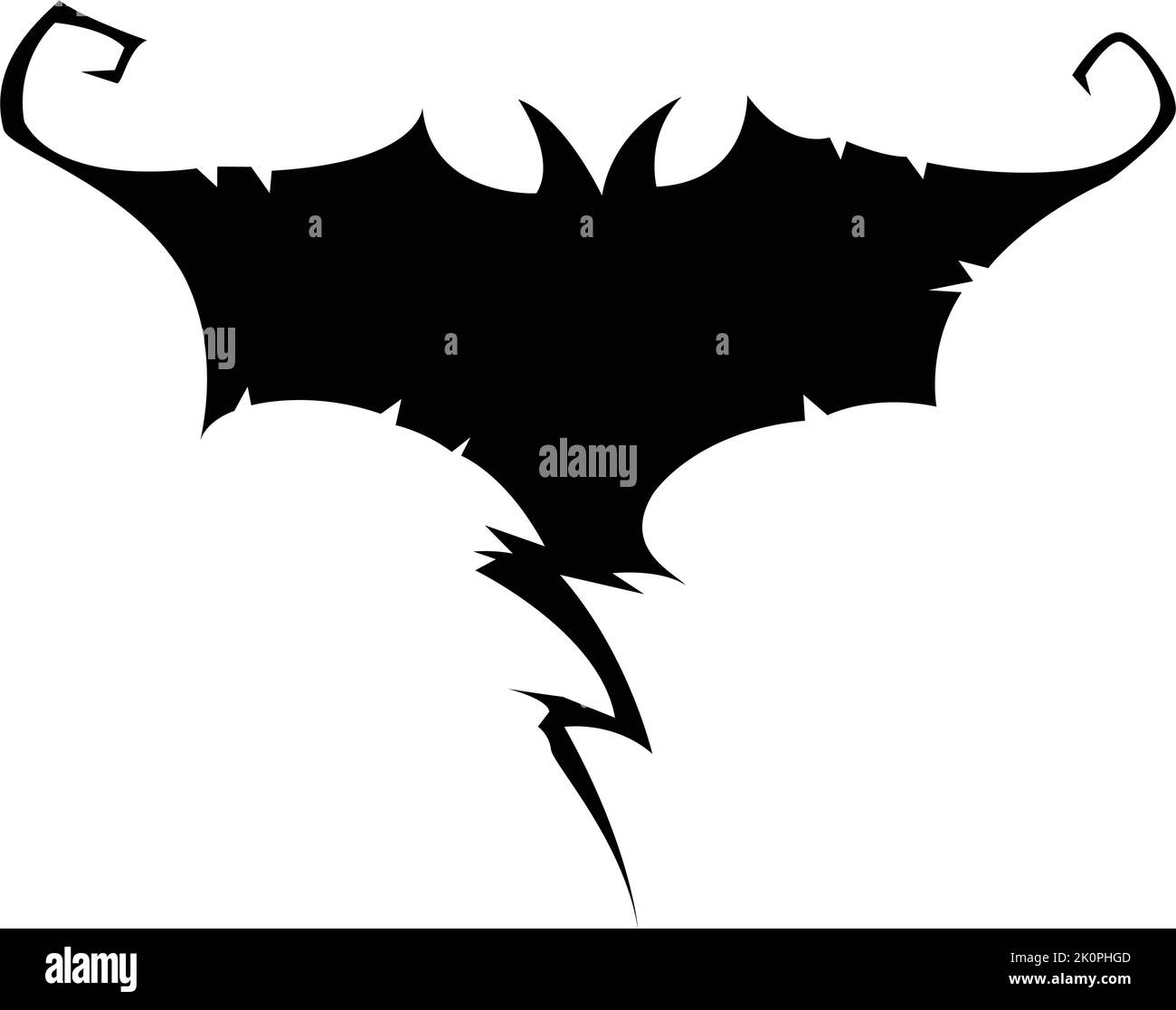 Un'icona nera di Halloween bat isolata su sfondo bianco Illustrazione Vettoriale