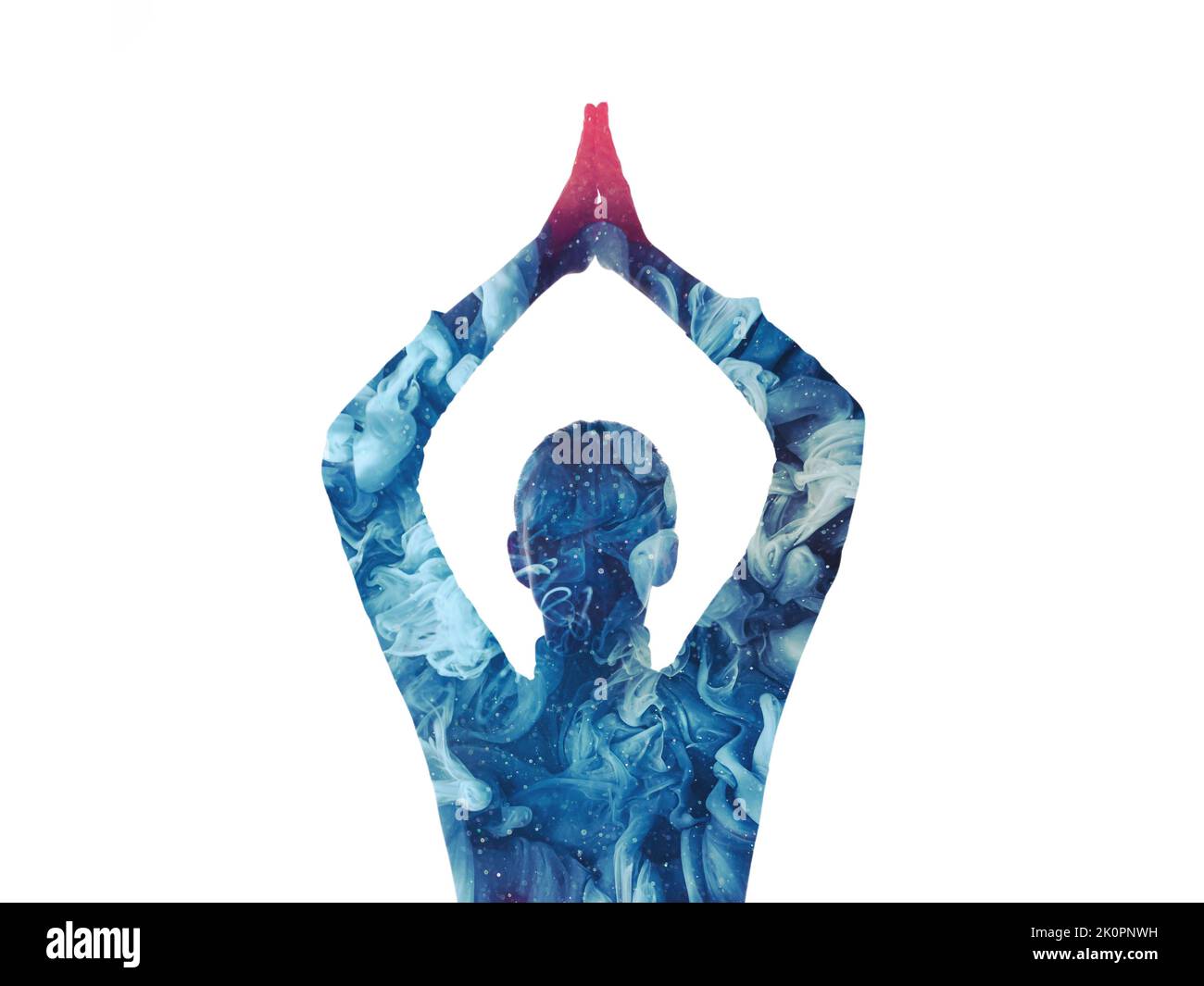 doppia esposizione silhouette blu fumo nuvola donna Foto Stock