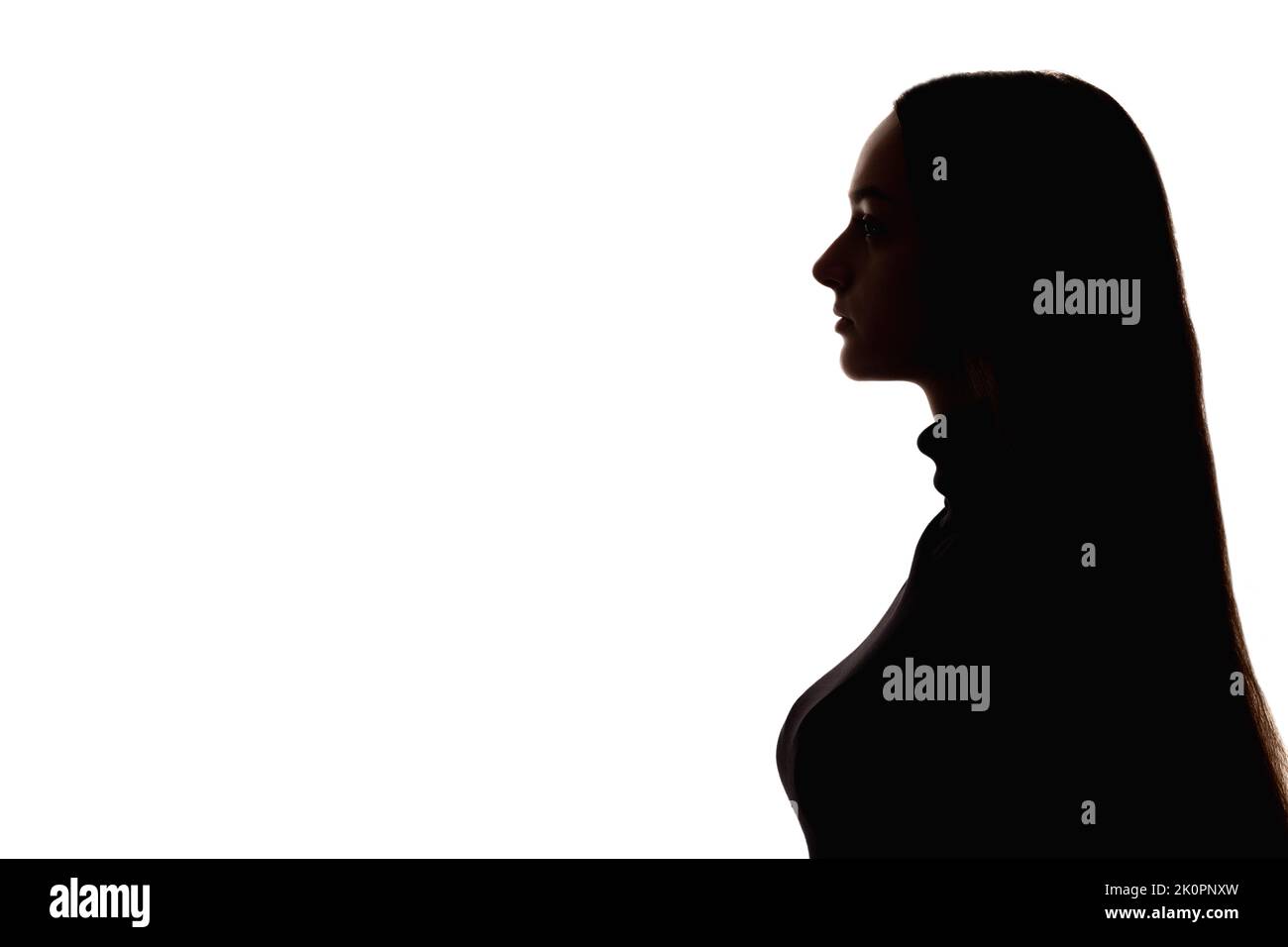 profilo femmina silhouette viso contorno donna Foto Stock