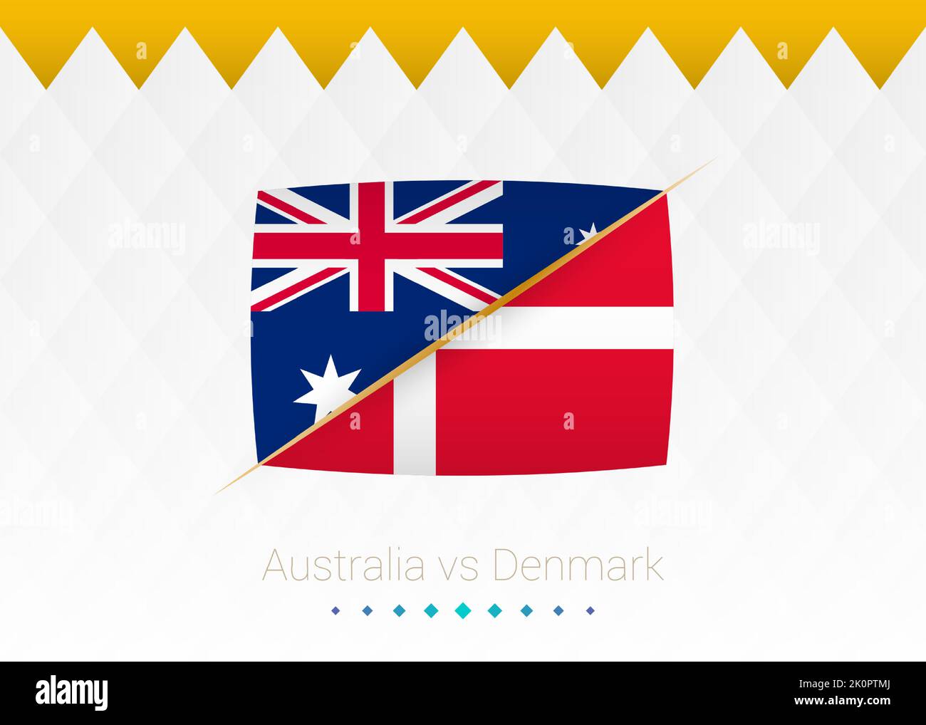 Nazionale di calcio Australia vs Danimarca. Calcio 2022 partita contro icona. Illustrazione vettoriale. Illustrazione Vettoriale