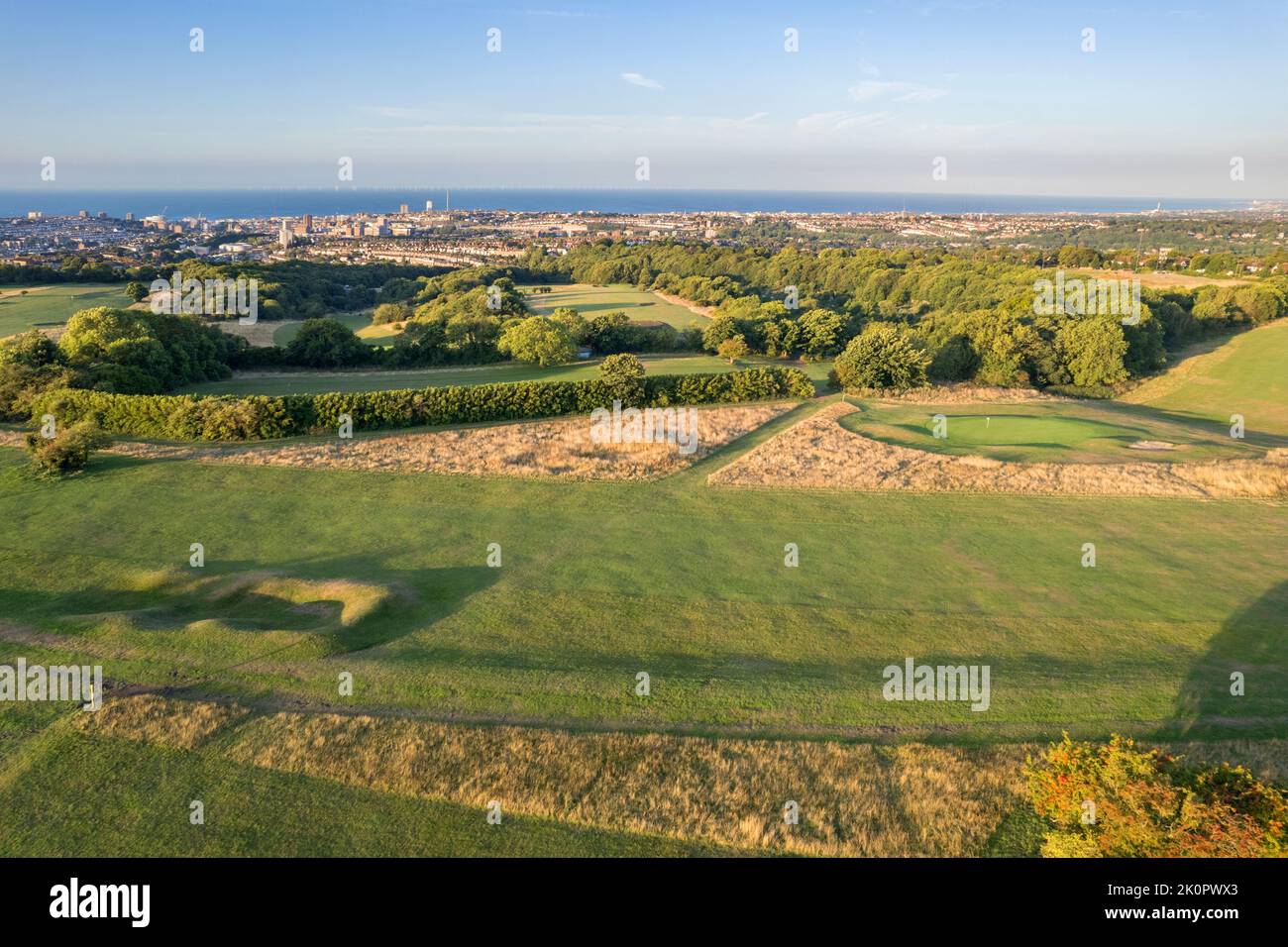 vista aerea del campo da golf di hollingbury park a brighton east sussex Foto Stock