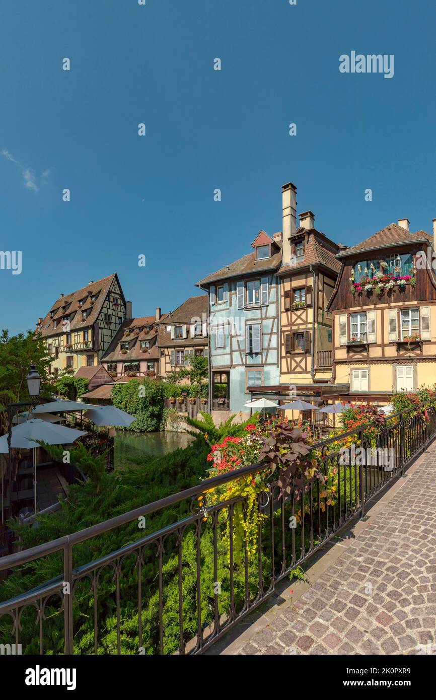 La Petite Venise, case a graticcio, rue Turenne, Colmar, , Francia, città, villaggio, acqua, estate, Didascalia locale *** Francia Foto Stock