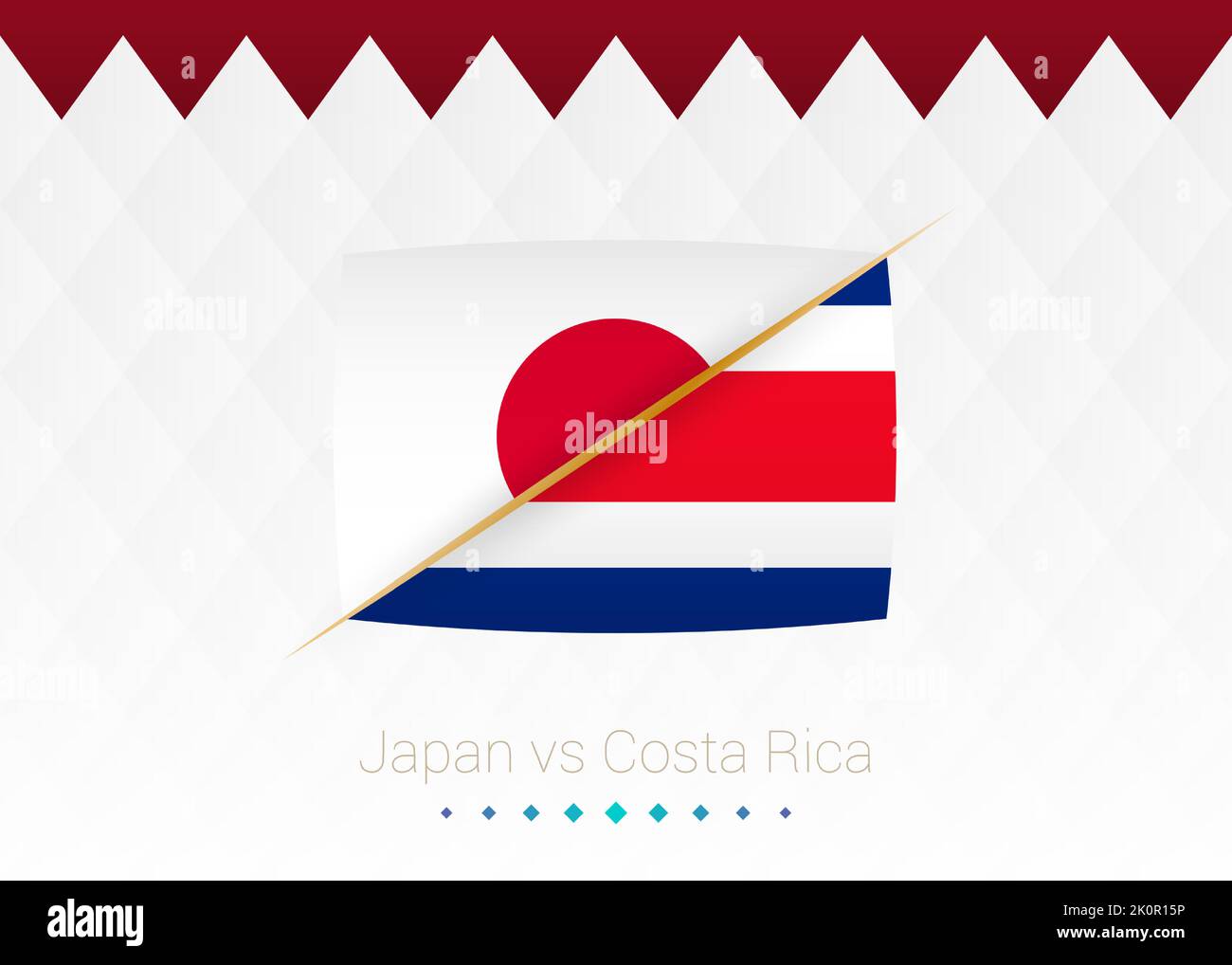 Nazionale di calcio Giappone vs Costa Rica. Calcio 2022 partita contro icona. Illustrazione vettoriale. Illustrazione Vettoriale