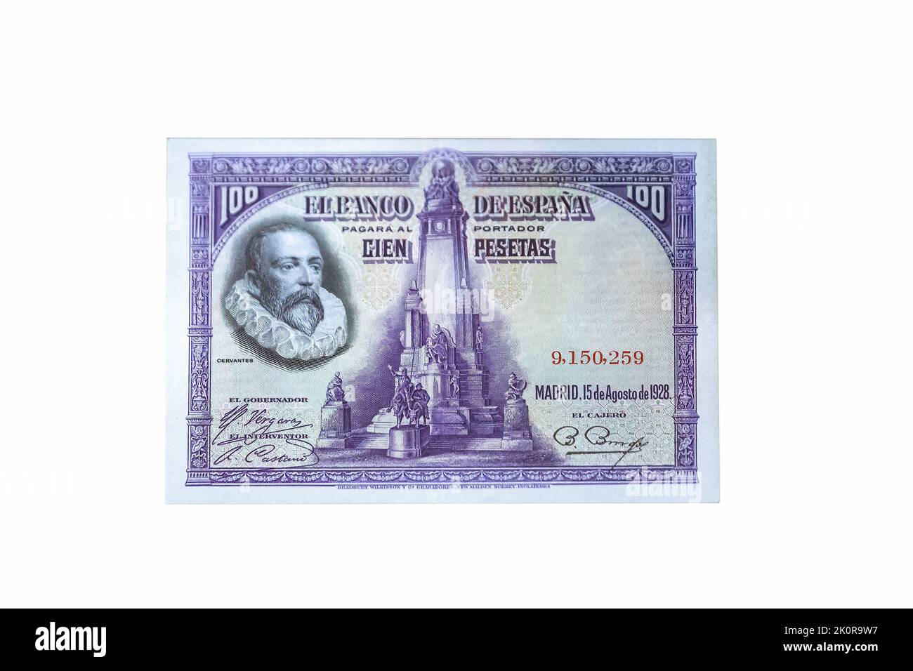 Un conto di cento ( 100 ) pesetas a partire dal 1928. Banconota spagnola storica Foto Stock