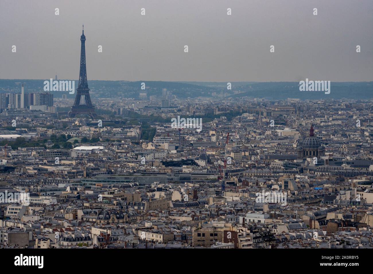 Una vista panoramica della città di Parigi, compresa la Torre Eiffel Foto Stock
