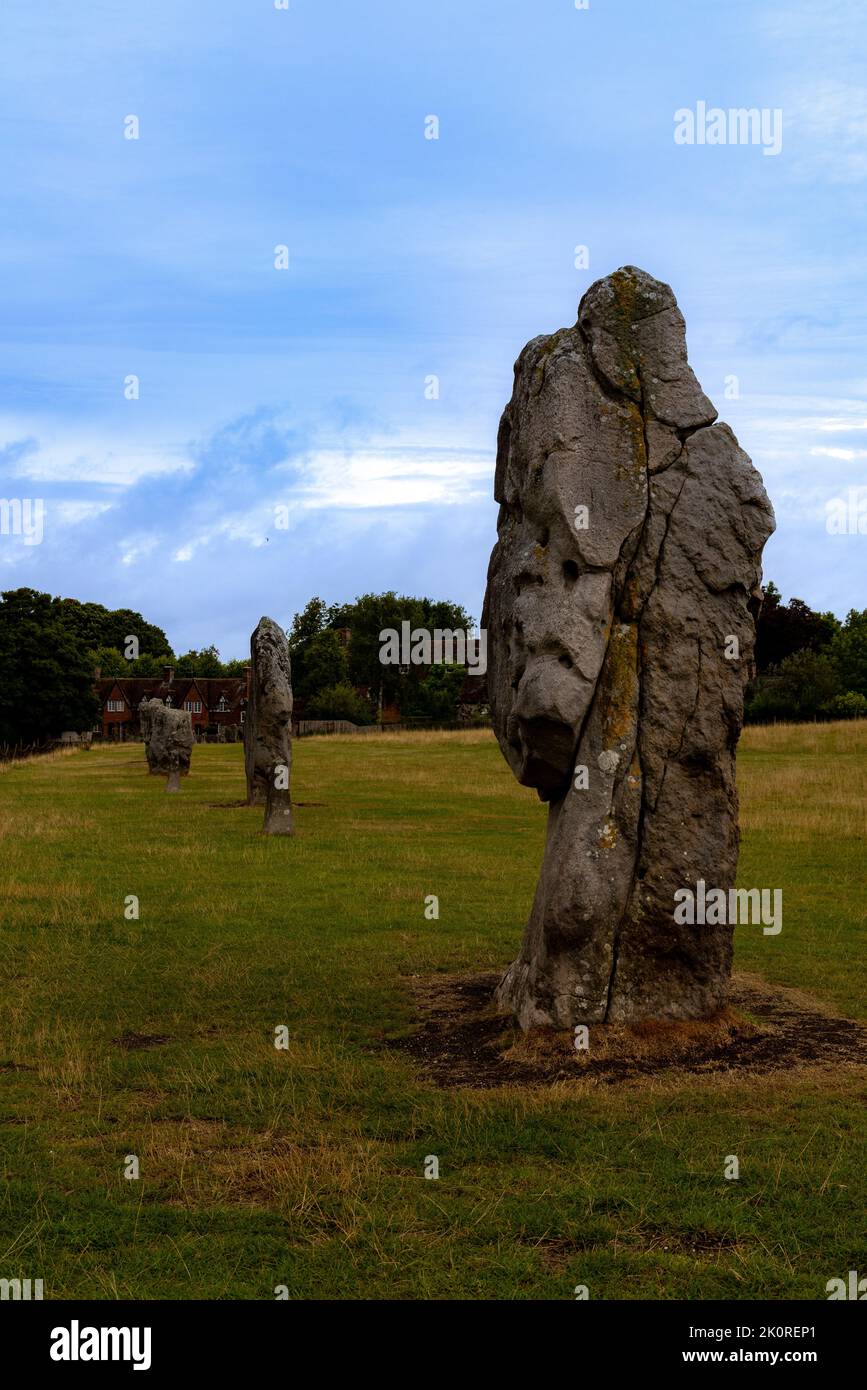 Cerchio di pietra di Avebury, un monumento di henge neolitico, Wiltshire, Inghilterra, Regno Unito. Foto Stock