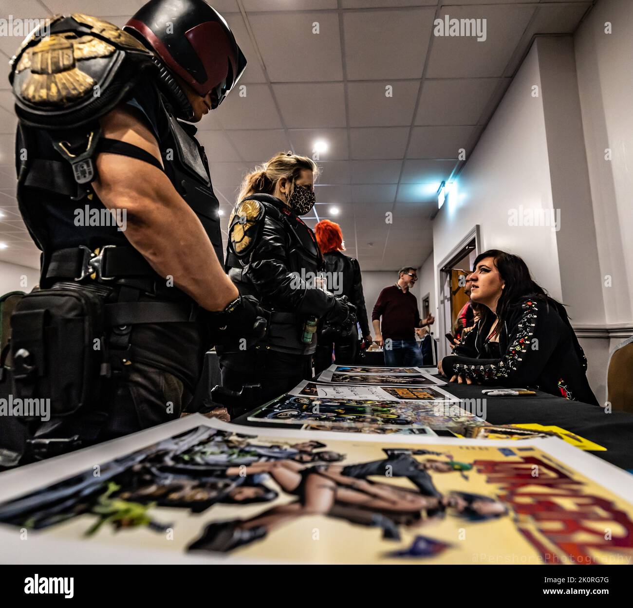 Giudice Dredd Cosplay al Lawless Comic con Foto Stock