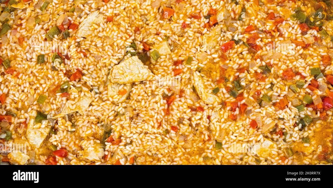 Un'immagine ravvicinata di heura paella Foto Stock