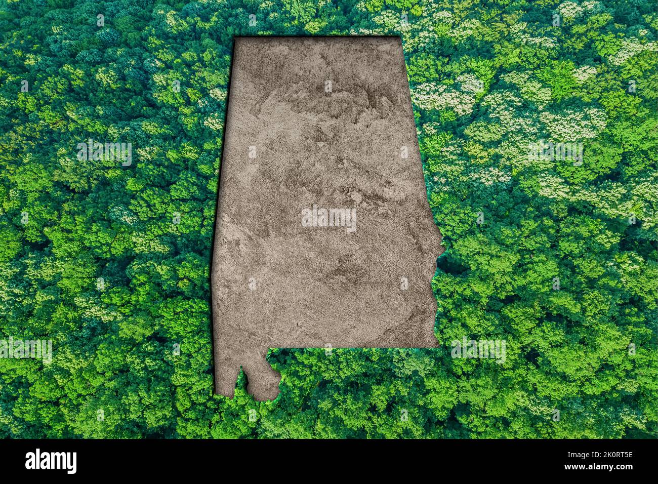 Mappa sostenibile di habitat di Alabama, concetto di ambiente Foto Stock