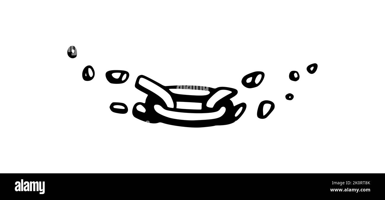 Catena spezzata con frantumazioni come simbolo di forza e libertà. Schizzo delle catene metalliche. Illustrazione vettoriale isolata su sfondo bianco Illustrazione Vettoriale