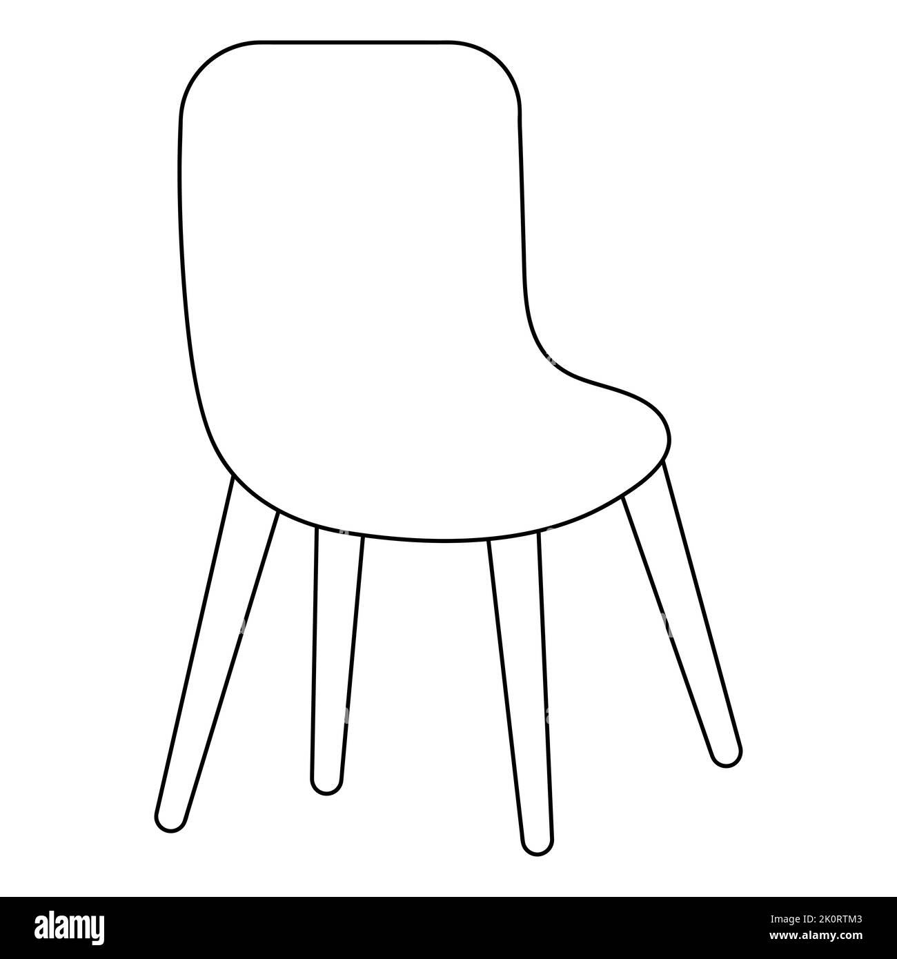 Poltrona. Schizzo. Vista sul retro della sedia. Elemento interno. Illustrazione vettoriale. Contorno su sfondo isolato. Mobili per la casa e l'ufficio. Illustrazione Vettoriale