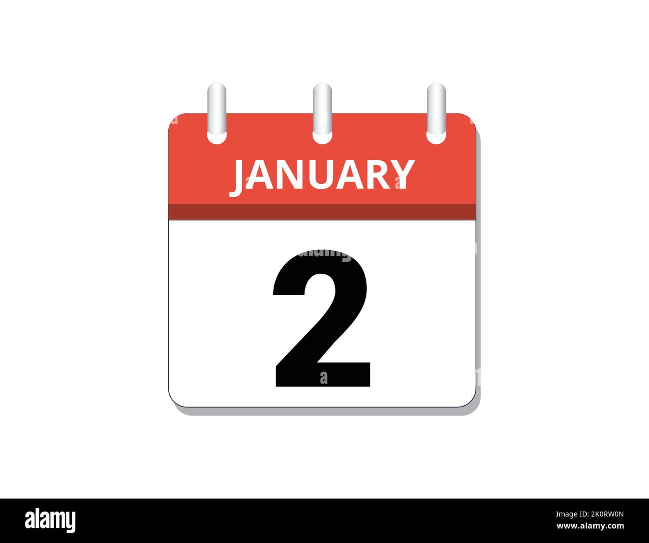 Gennaio, 2nd vettore icona calendario, concetto di pianificazione, business e compiti Illustrazione Vettoriale