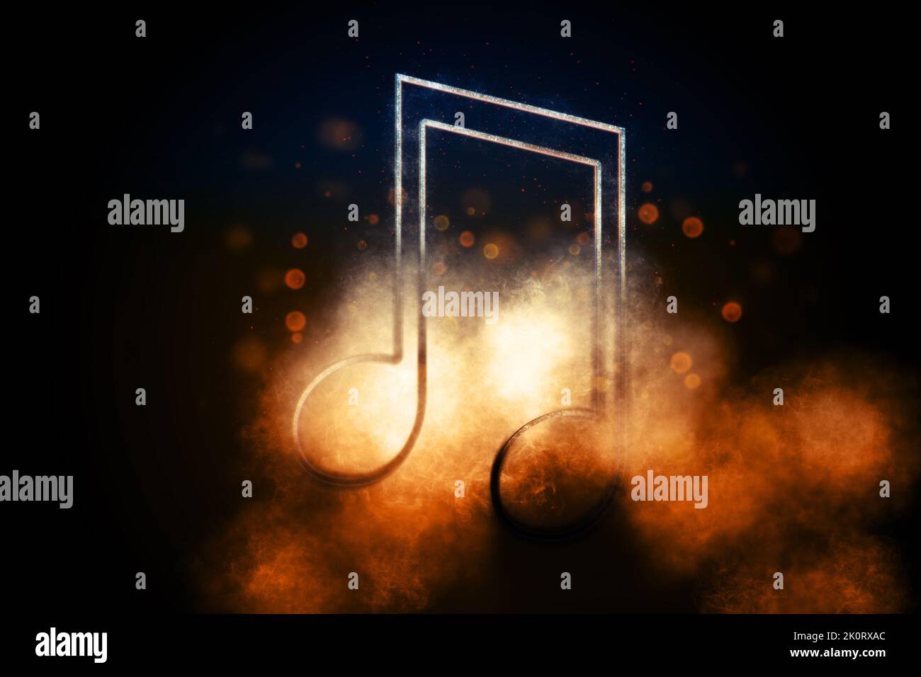 Ottavo simbolo di nota trasmesso via IR, sfondo musicale, simbolo blu Foto Stock