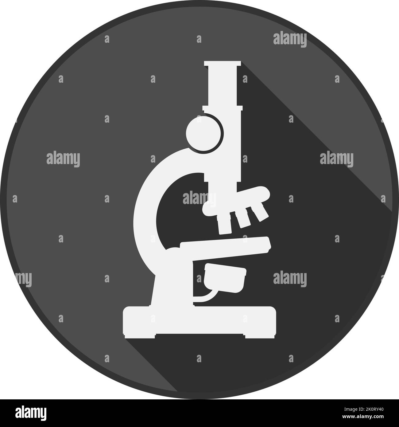 semplice icona per microscopio piatto con ombra sfumata, illustrazione vettoriale Illustrazione Vettoriale