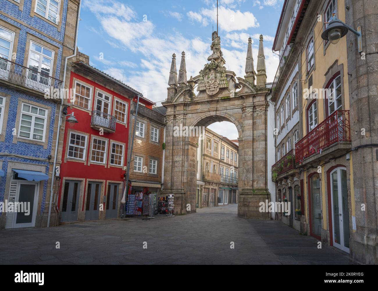 Arco della porta Nuova (Arco da porta Nova) - Braga, Portogallo Foto Stock