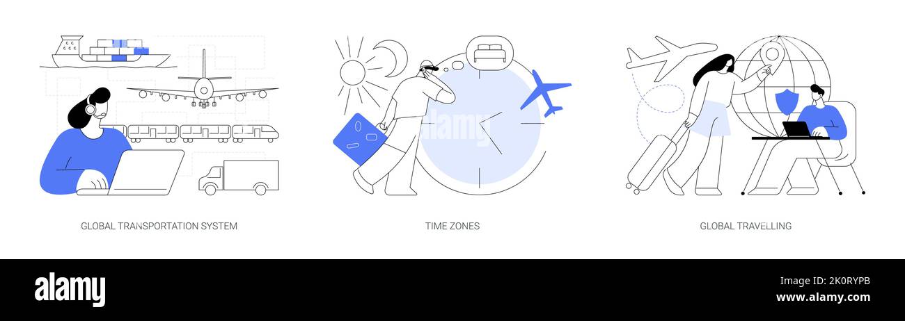 Illustrazioni vettoriali astratte di concetto di coordinamento internazionale delle imprese. Illustrazione Vettoriale