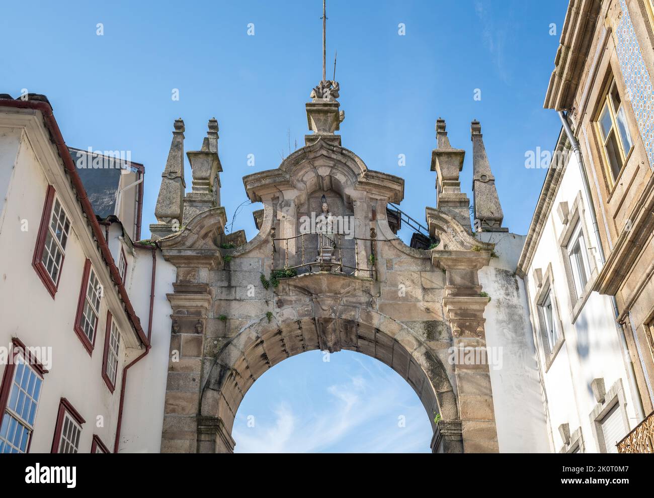 Arco della porta Nuova (Arco da porta Nova) - Braga, Portogallo Foto Stock