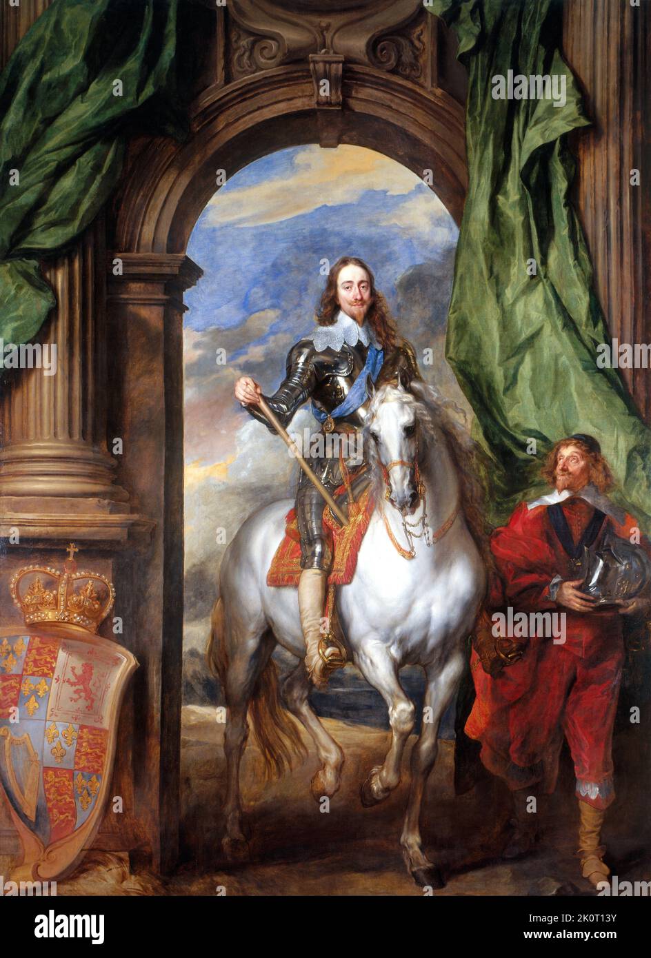 Re Carlo i (Londra, 19 novembre 1600 – Londra, 30 gennaio 1649) fu Re d'Inghilterra, Scozia e Irlanda dal 27 marzo 1625 fino alla sua esecuzione nel 1649. Nacque nella Casa di Stuart come secondo figlio del re Giacomo VI di Scozia. Visto qui in un ritratto del 1634 di Anthony van Dyck. Immagine di dominio pubblico in virtù dell'età. Visto qui in un ritratto del 1636 di Anthony van Dyck. Immagine di dominio pubblico in virtù dell'età. Foto Stock