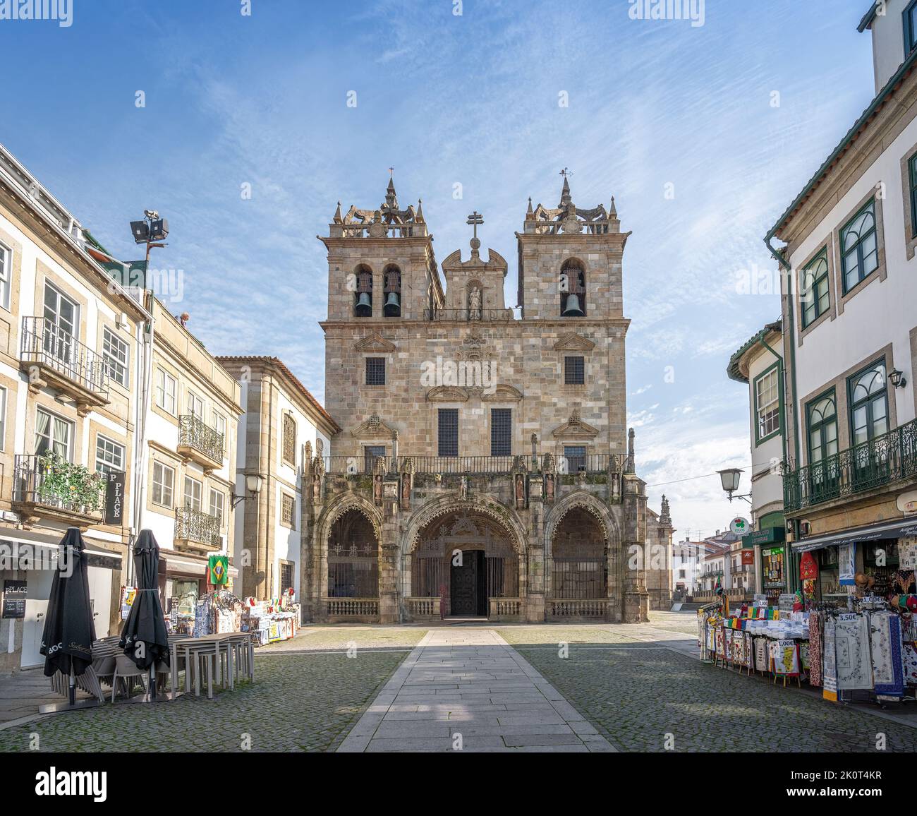 Facciata della cattedrale di se de Braga - Braga, Portogallo Foto Stock