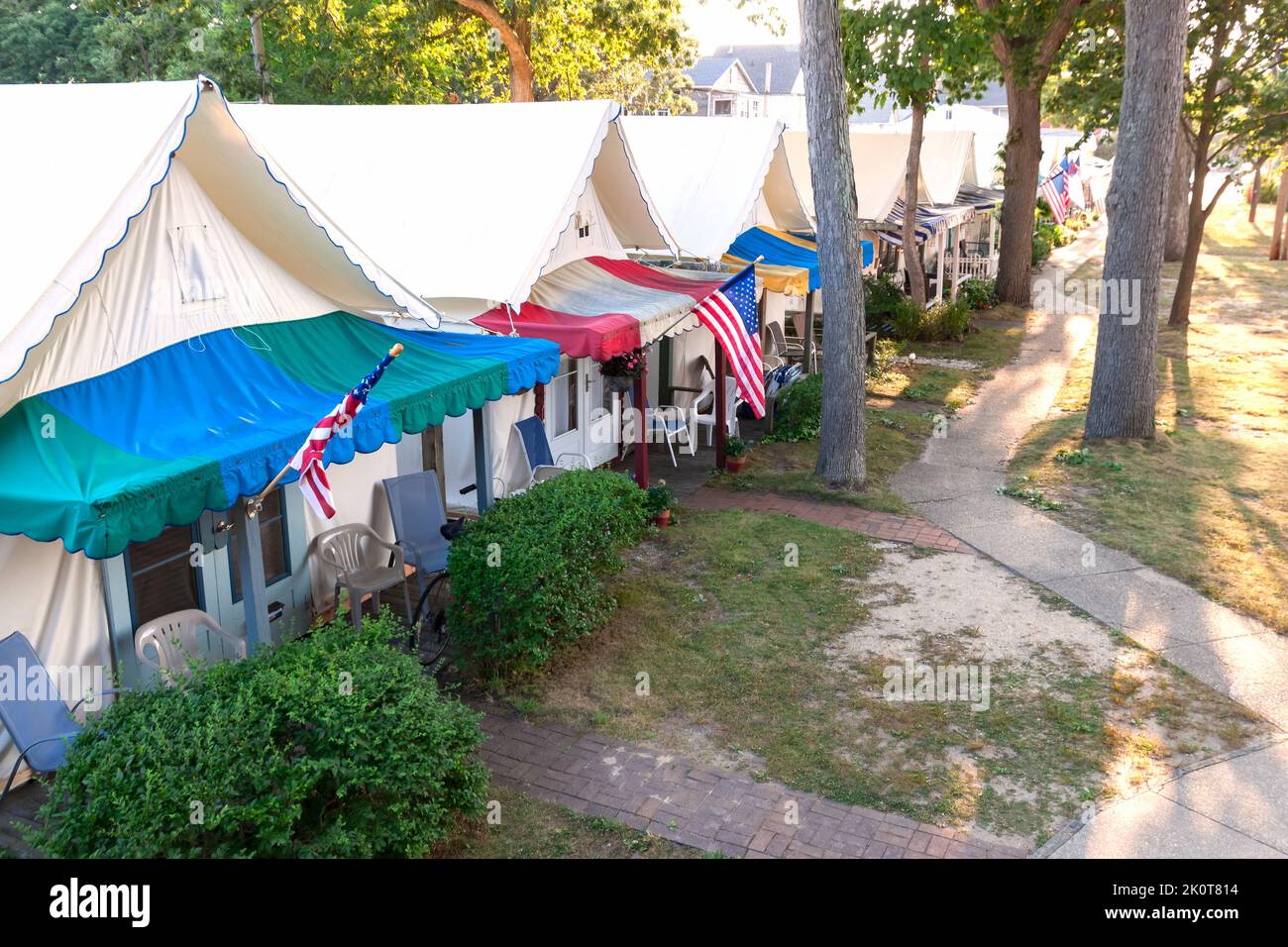 Storico Ocean Grove, il quartiere delle tende di Camp Methodist sulla riva del New Jersey. Foto Stock