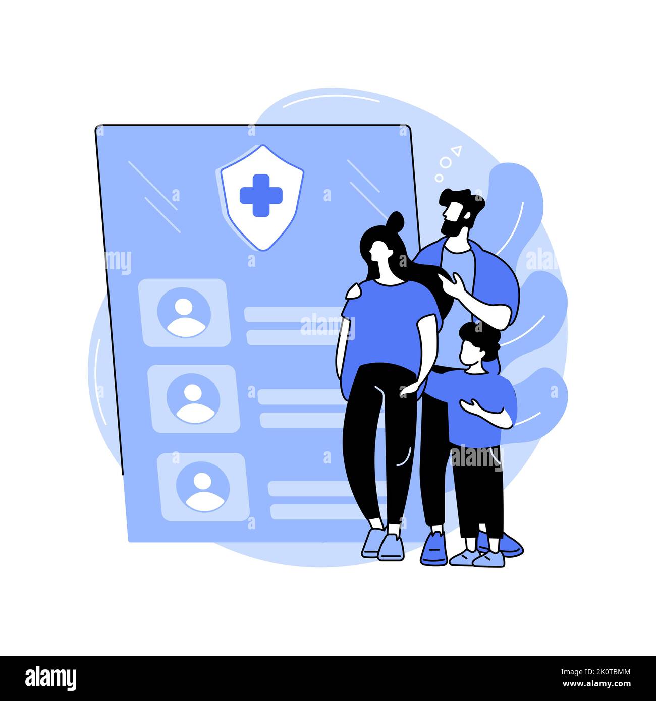 Famiglia assicurazione sanitaria illustrazioni isolato cartone animato vettore. Illustrazione Vettoriale