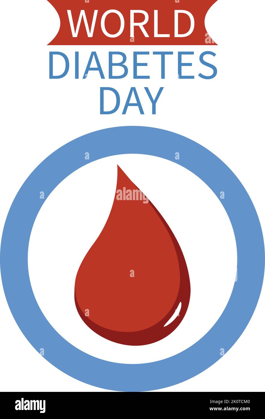 World diabetes day awareness poster blood drip simbolo con cerchio blu cornice logo logo design sulla mappa del mondo sfondo vettore illustrazione Illustrazione Vettoriale