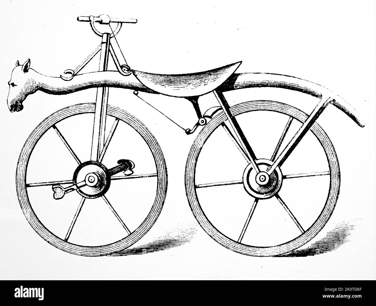 Illustrazione che mostra una bicicletta inglese del 19th° secolo 1850 Foto Stock