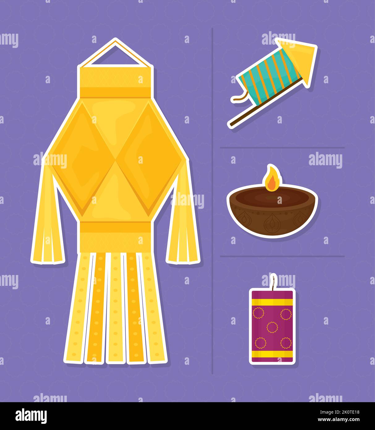 set di icone diwali Illustrazione Vettoriale