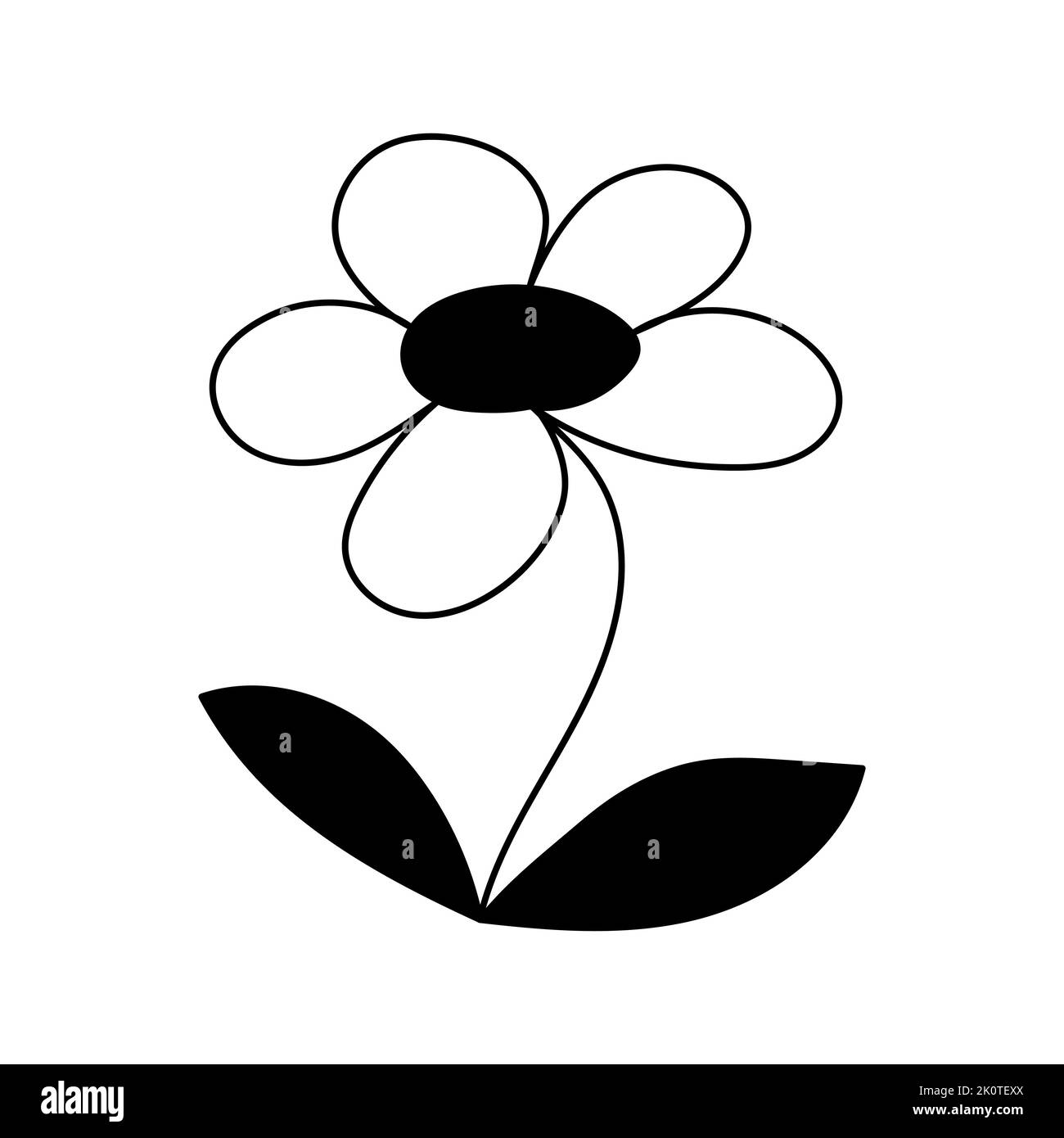 Immagine di silhouette di camomilla. Illustrazione vettoriale di un fiore. Fiori e piante Illustrazione Vettoriale