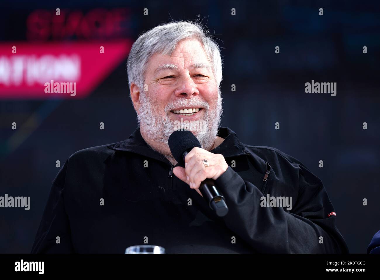 Colonia, Germania. 13th Set, 2022. Steve Wozniak, co-fondatore della società tecnologica Apple, parla sul palco alla conferenza Digital X di Deutsche Telekom. Credit: Thomas Banneyer/dpa/Alamy Live News Foto Stock