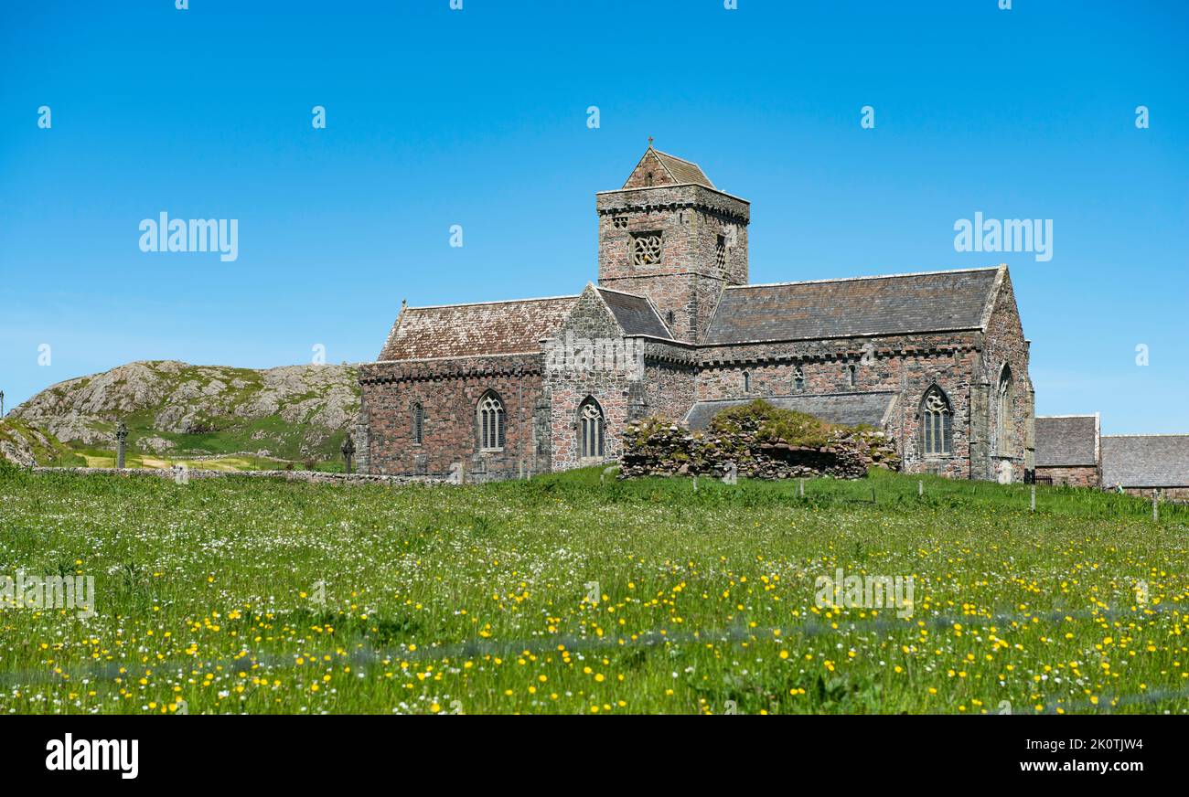 Iona Abbey e Nunnery Iona Scotland Foto Stock