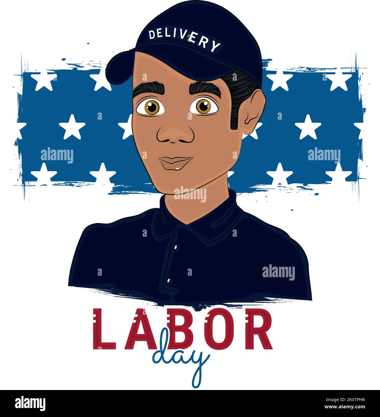 Addetto alla consegna isolato con vettore Labor Day uniforme Illustrazione Vettoriale