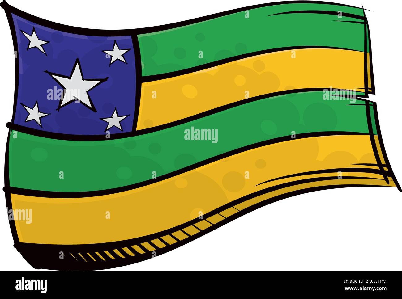 Bandiera Sergipe dipinta che sventola nel vento Illustrazione Vettoriale