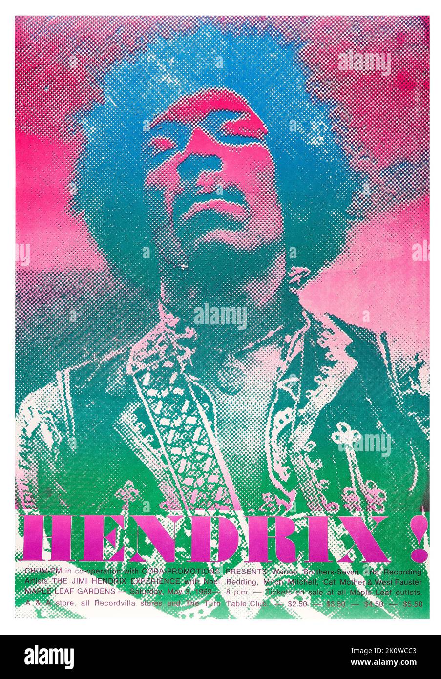 Poster del concerto di Jimi Hendrix Maple Leaf Gardens (1969). Foto Stock