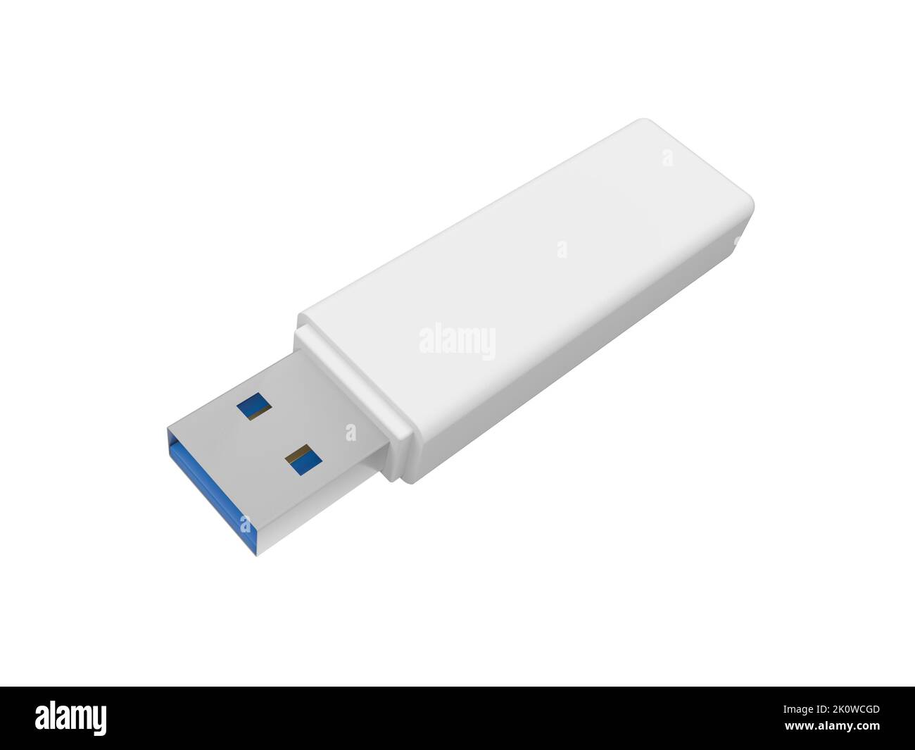 Unità flash USB isolata su sfondo bianco. Dispositivo di memorizzazione dati. Unità penna. Pendrive. illustrazione 3d. Foto Stock