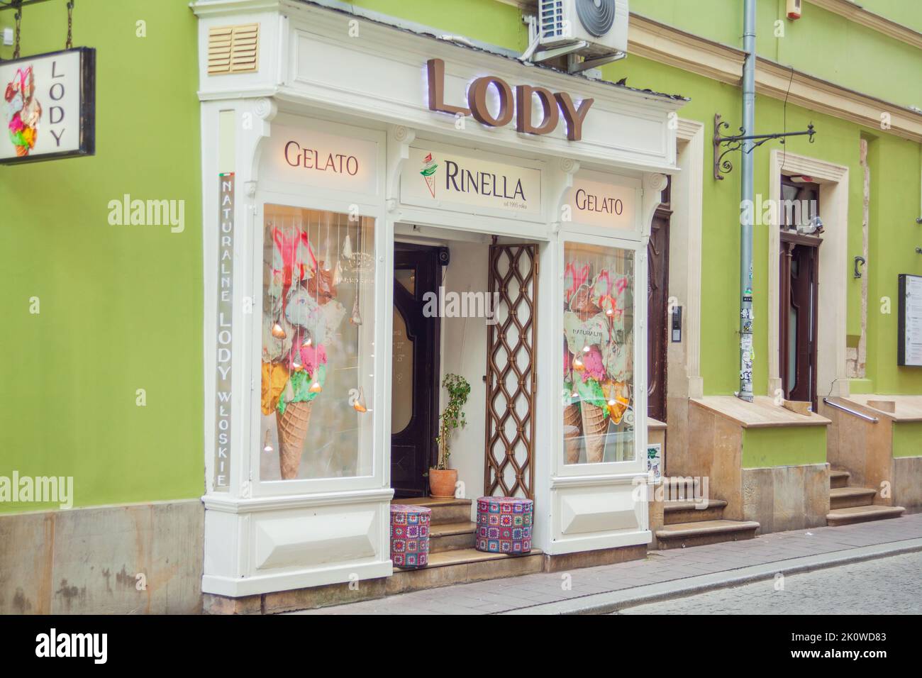 Lody gelato Bar nel centro storico di Kraków, Polonia, Cracovia Foto Stock