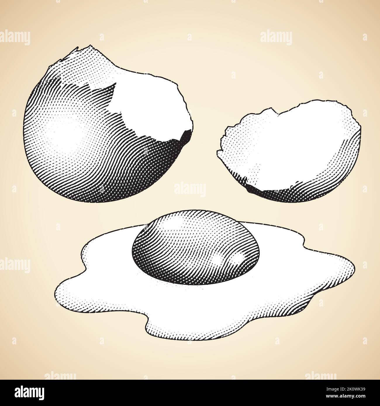 Illustrazione di Scricchboard inciso uovo rotto con riempimento bianco Illustrazione Vettoriale