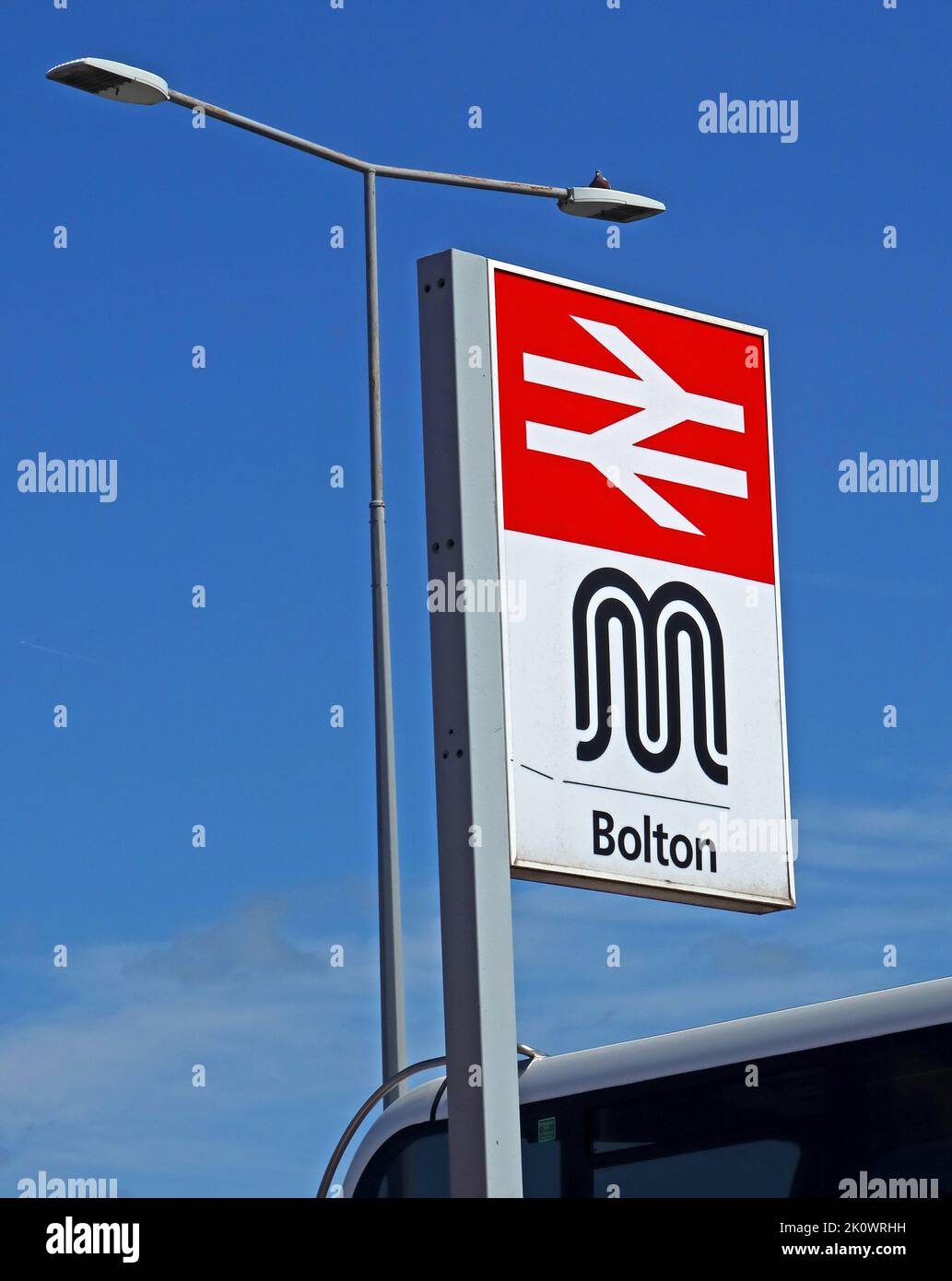 Interscambio Bolton, per collegamenti ferroviari e bus del centro città, TfGM Foto Stock